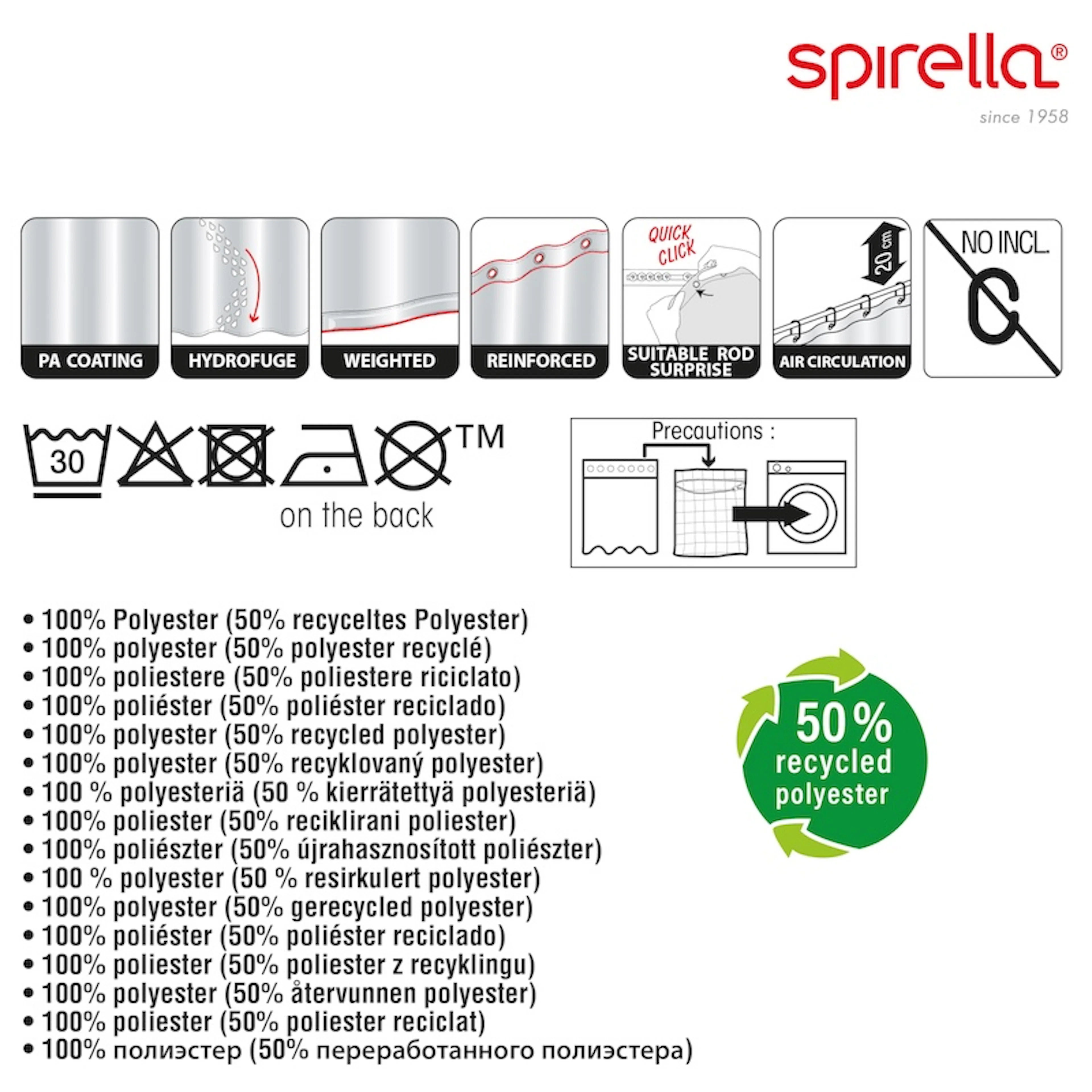Duschdraperi Spirella Rita Green 180x200 cm