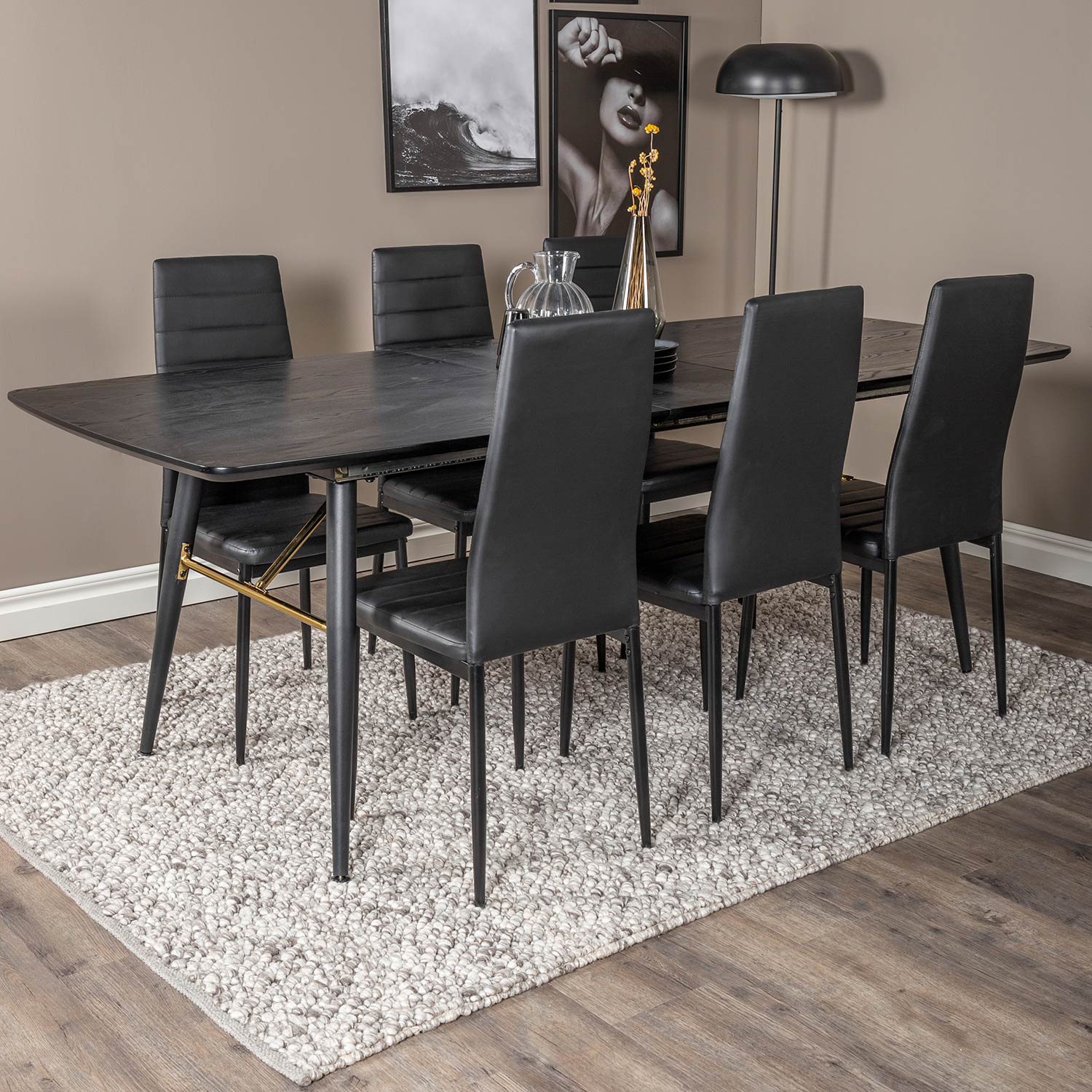 Matgrupp Venture Home Gold med 6 Slim Stolar