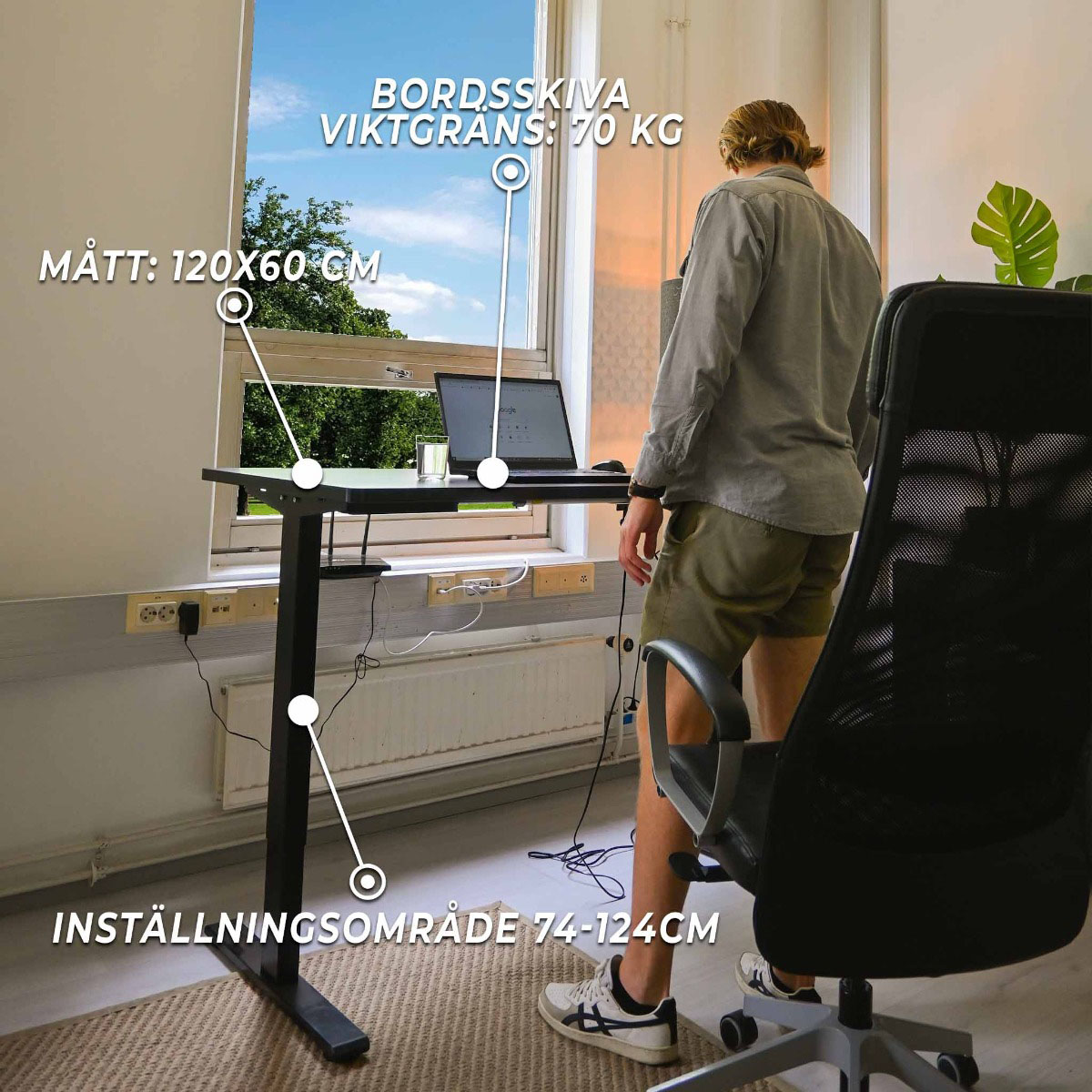 Skrivbord Lykke M100 120x60 cm Höj- och sänkbart