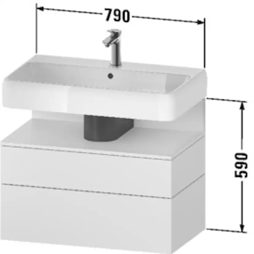Tvättställsskåp Duravit Qatego med Tvättställ, Lådor och Belysning