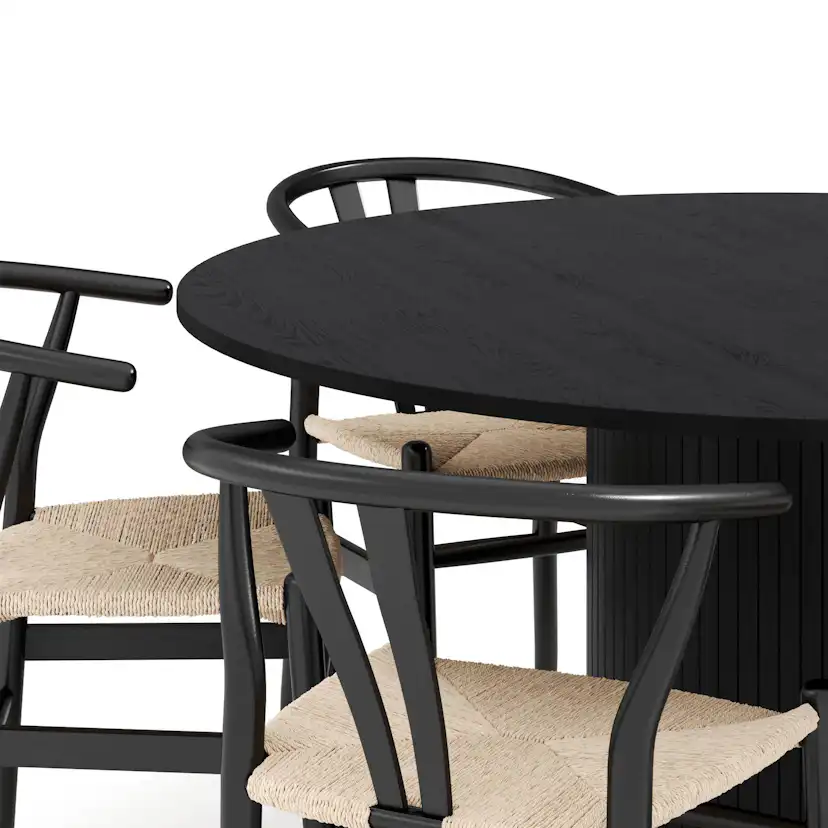 Matgrupp Bark Kopparbo Runt Matbord 150 cm med 6 Dastoori Matstol