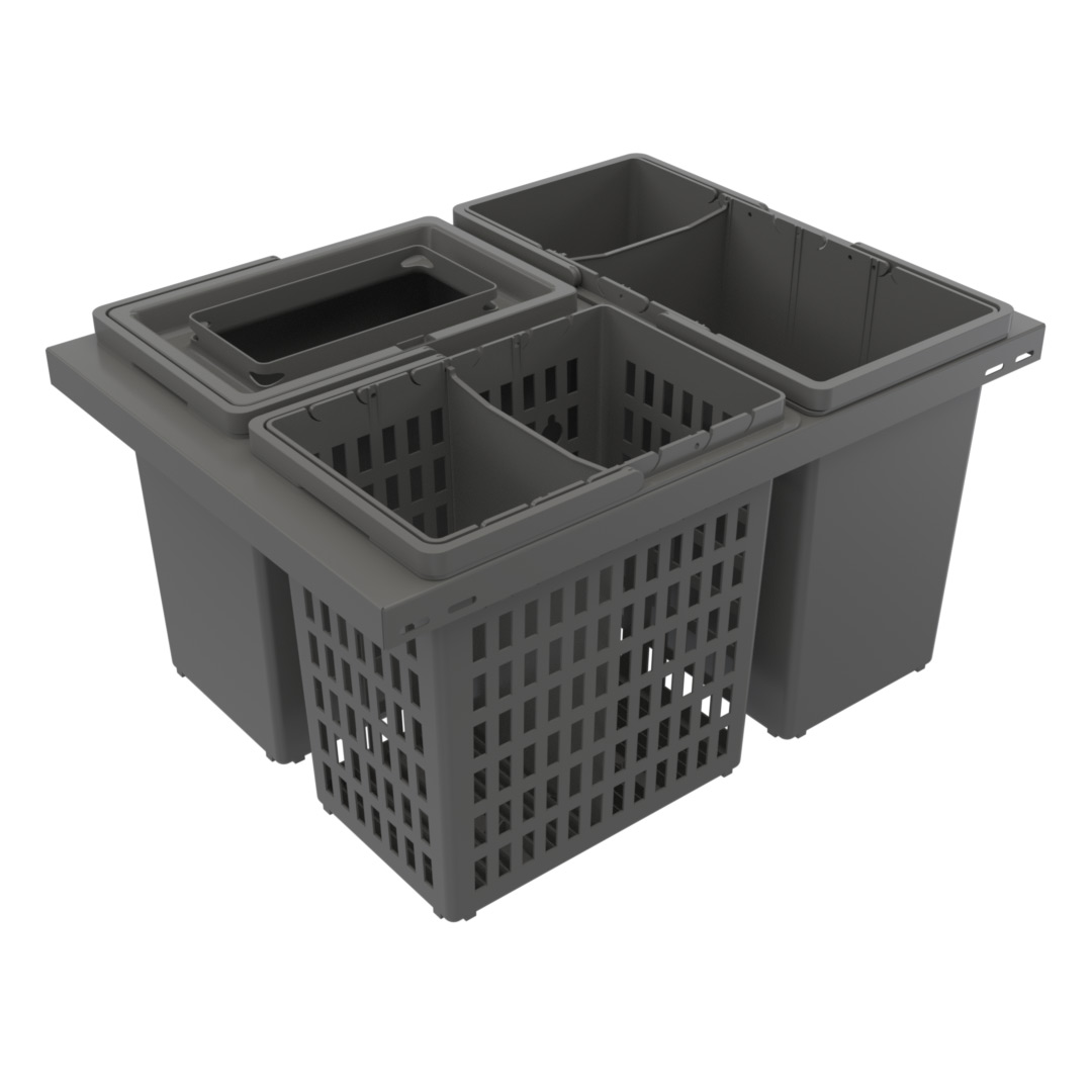 Källsorteringskärhållare Beslag Design Cube Basic 600 Eco Mörkgrå