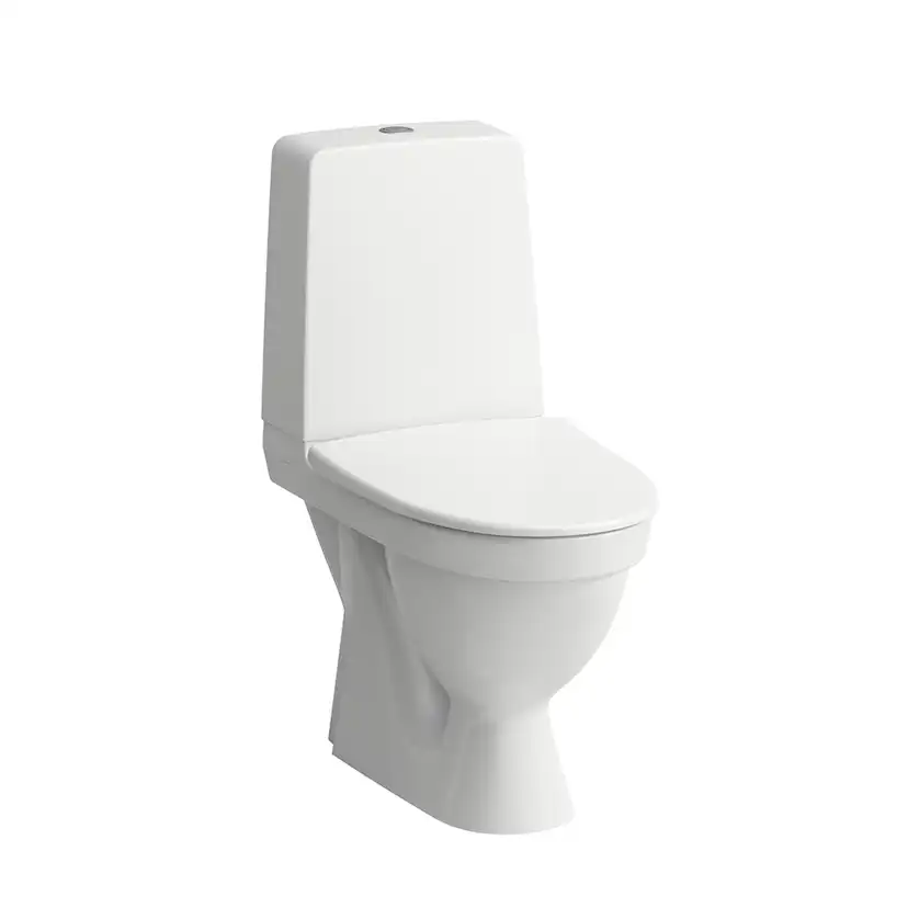Toalettstol Laufen Kompas 825151 Rimless Förhöjd med Dolt S-lås för Limning inkl Mjuksits