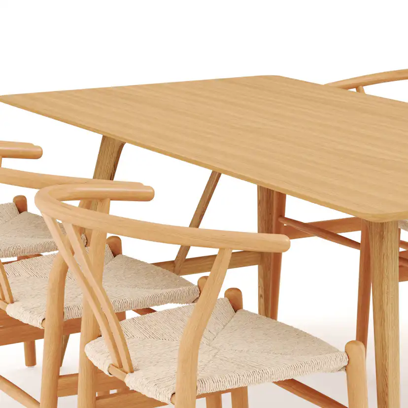Matgrupp Bark Jerup Rektangulärt Matbord 180 cm med 6Dastoori Matstol