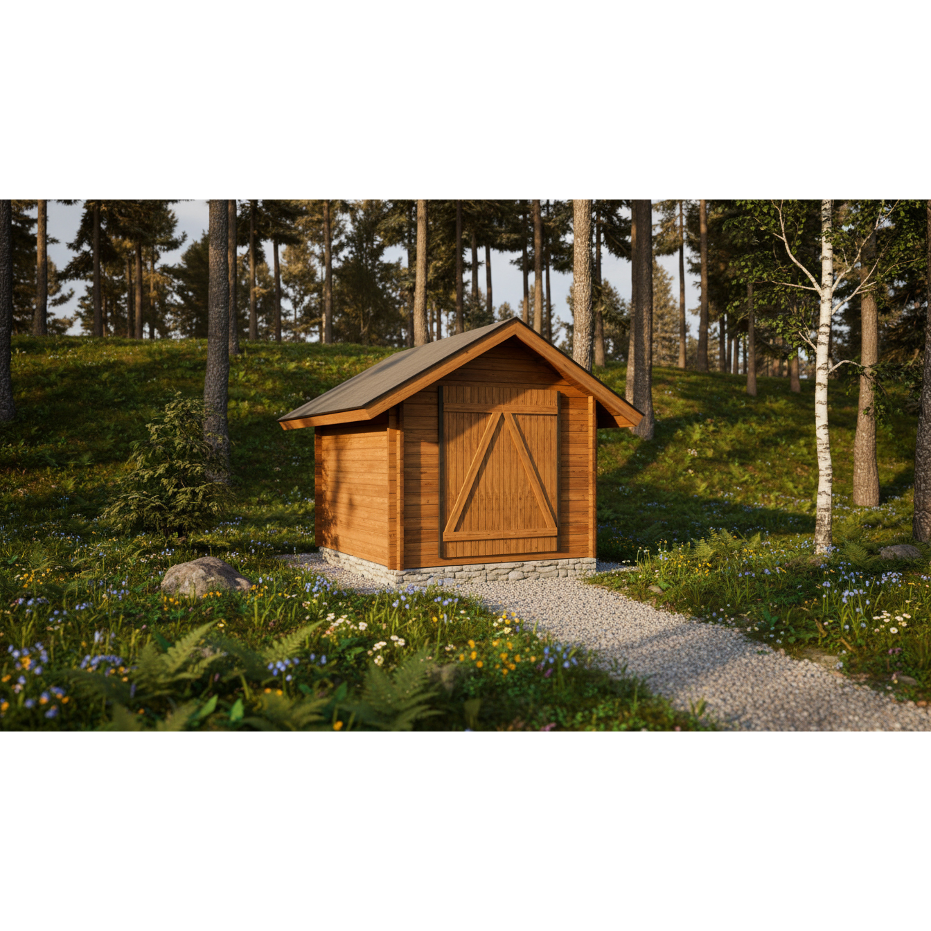 Timmerförråd LP Garden S-S Rak Vägg 6,2m² – Lappländsk Timmerkvalitet