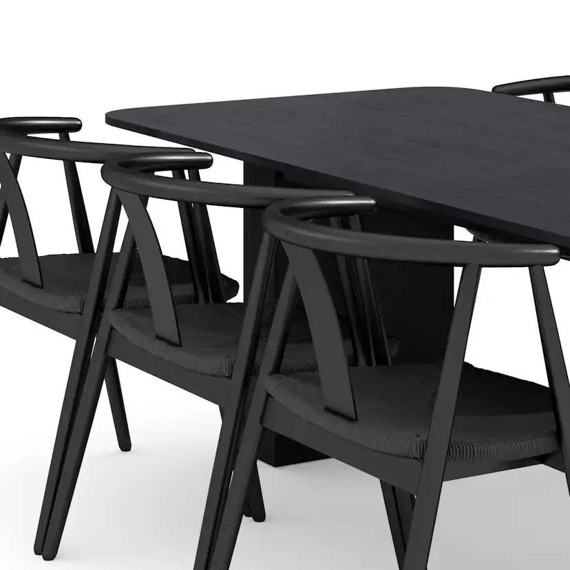 Matgrupp Bark Kopparbo Rektangulärt Matbord 200-260 cm Förlängningsbartt med 6 Cytie Matstol