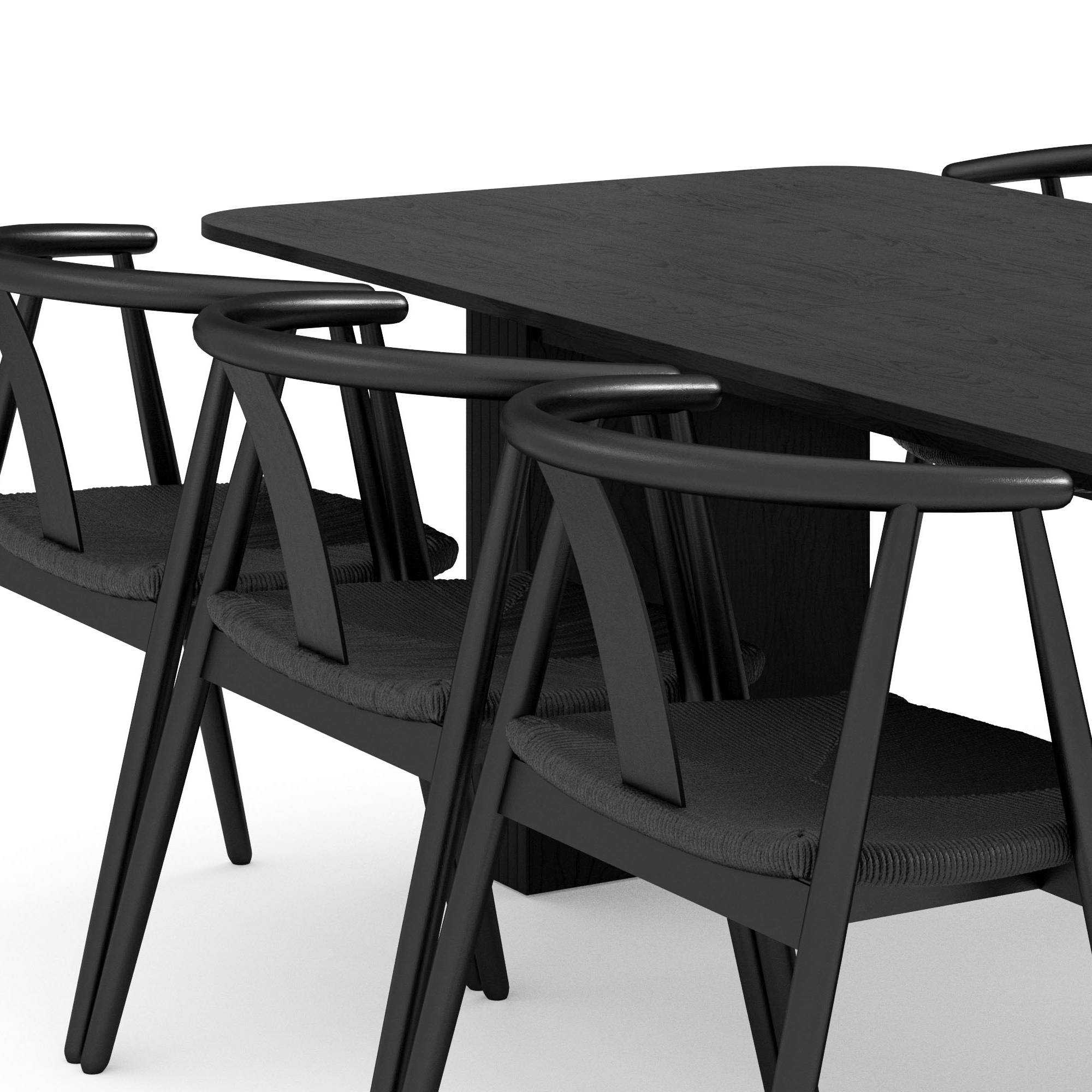 Matgrupp Bark Kopparbo Rektangulärt Matbord 200-260 cm Förlängningsbartt med 6 Cytie Matstol
