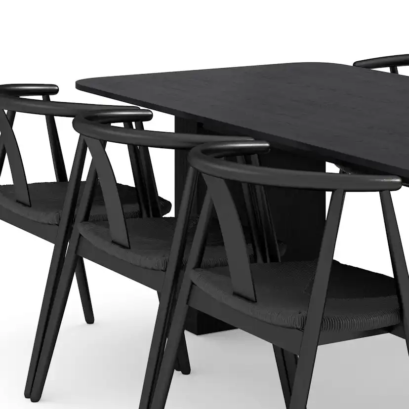 Matgrupp Bark Kopparbo Rektangulärt Matbord 200-260 cm Förlängningsbartt med 6 Cytie Matstol