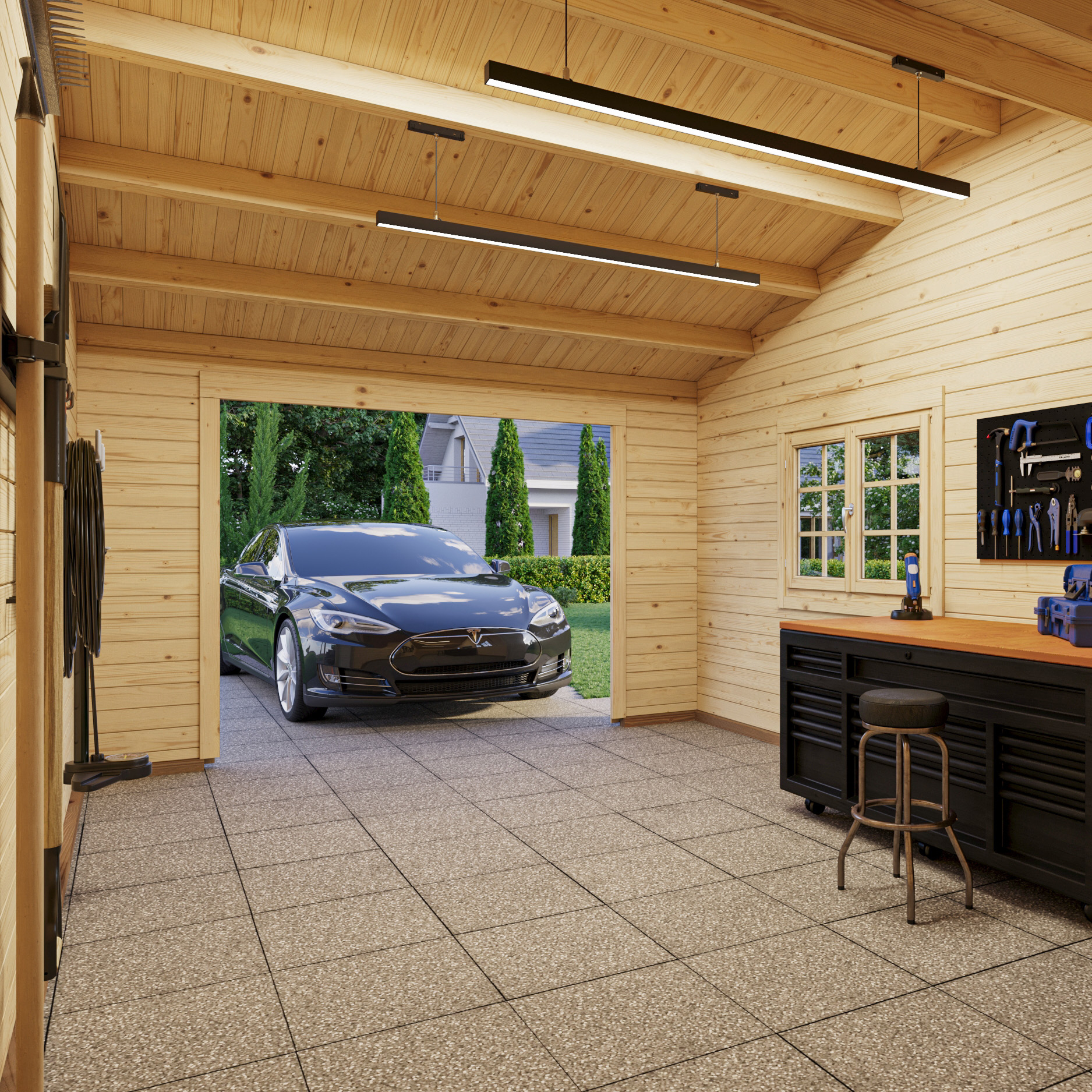 Garage Palmako Roger med Carport 53,1 m2