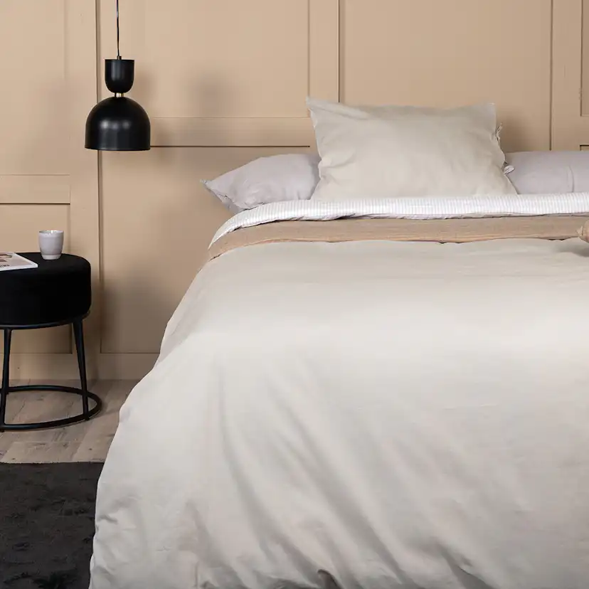 Jenna Bed Set Linen Cotton Light Grey 150x200 cm Färg: Ljusgrå, Mått: 150x200 cm