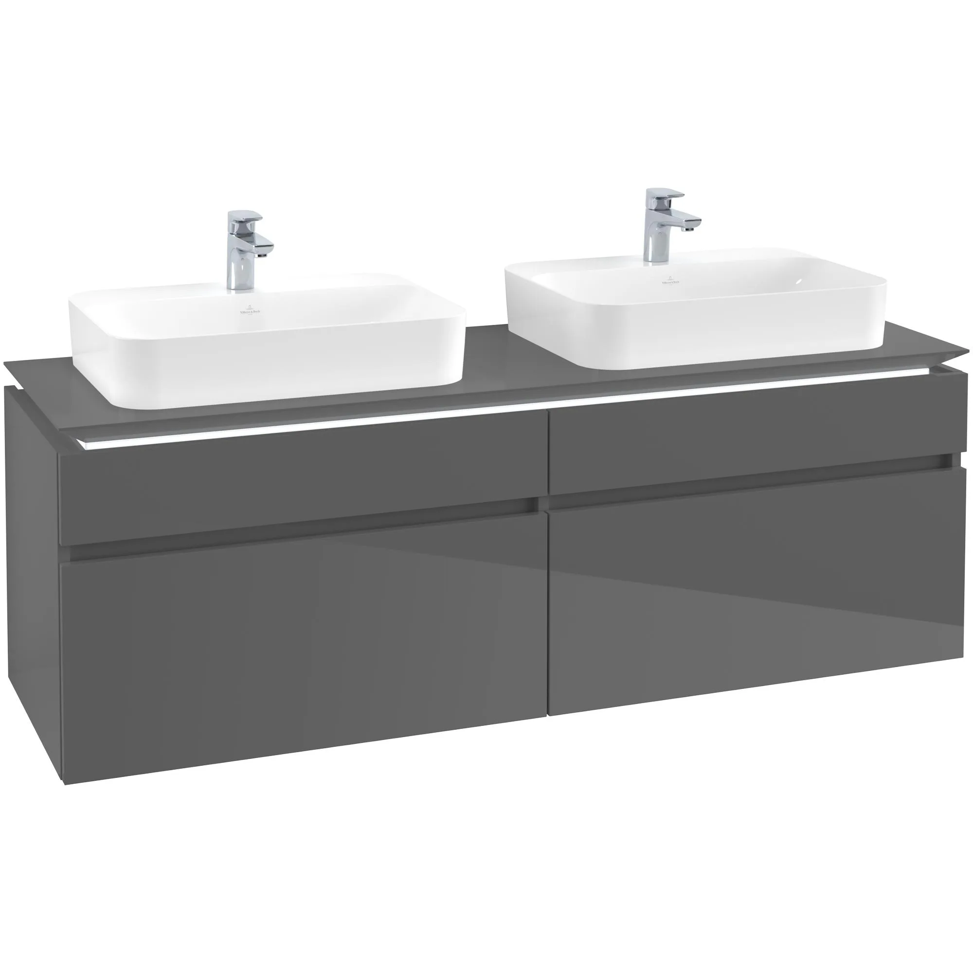 Tvättställsskåp Villeroy & Boch Legato 1600 med 4 Lådor för Två Ytmonterade Tvättställ från Finion & Memento