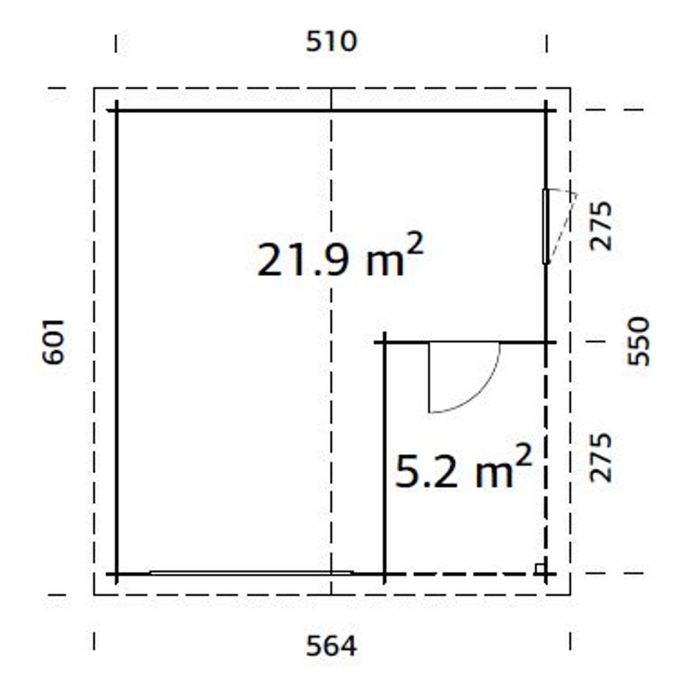 Irene/Roger 21,9+5,2 m2 kit Brun dippad