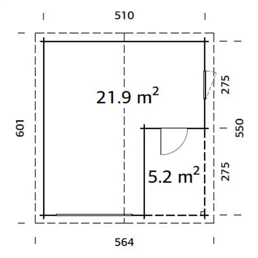Irene/Roger 21,9+5,2 m2 kit Brun dippad