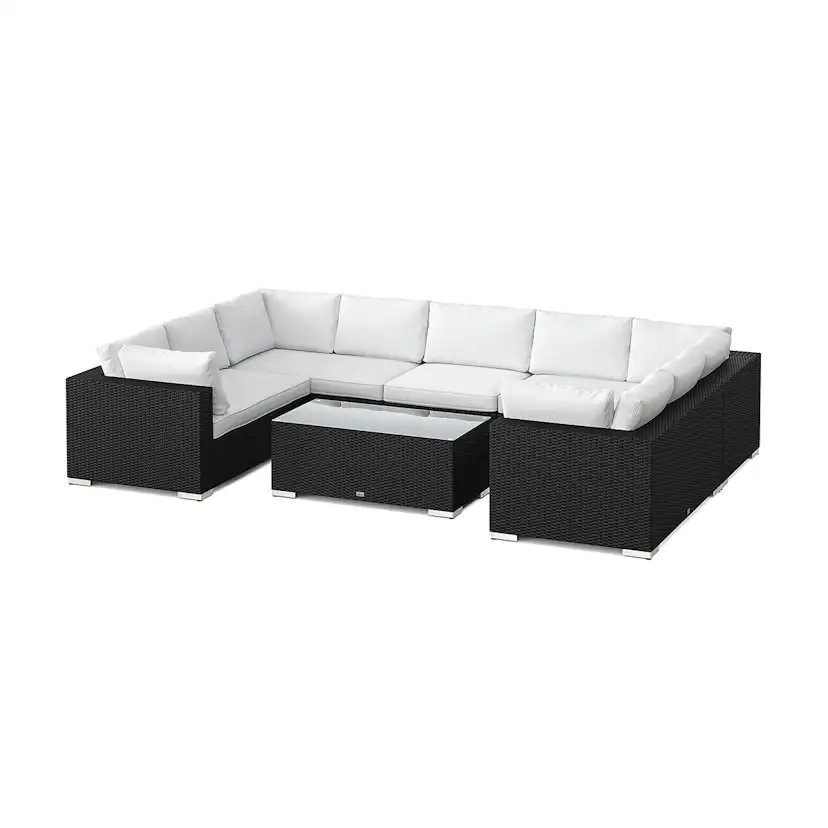 Loungegrupp Comfort Garden Bahamas U-formad utomhus loungegrupp med stängt avslut, 9-sits med bord