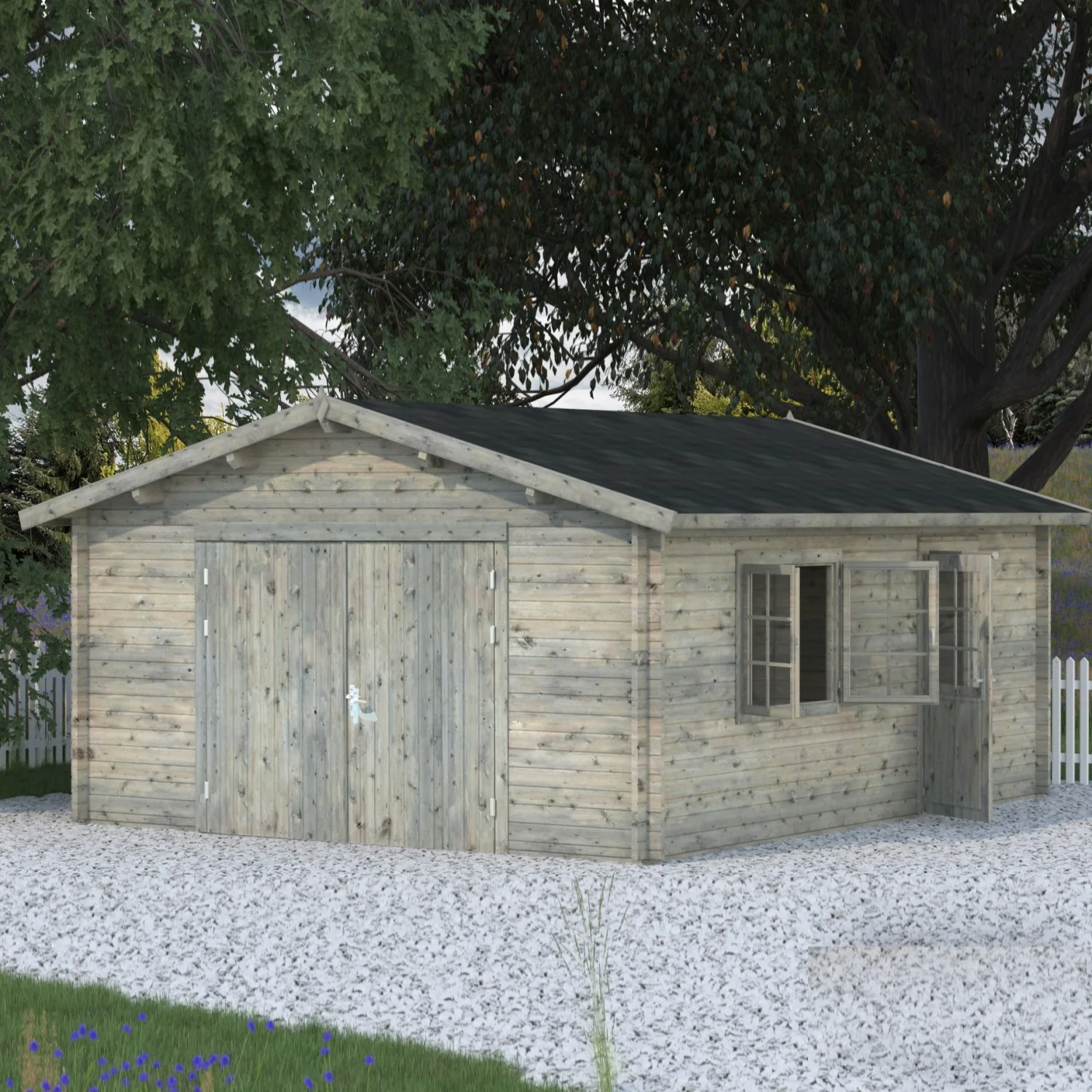 Garage Roger 23,9 m2 med Takskjutport Obehandlad