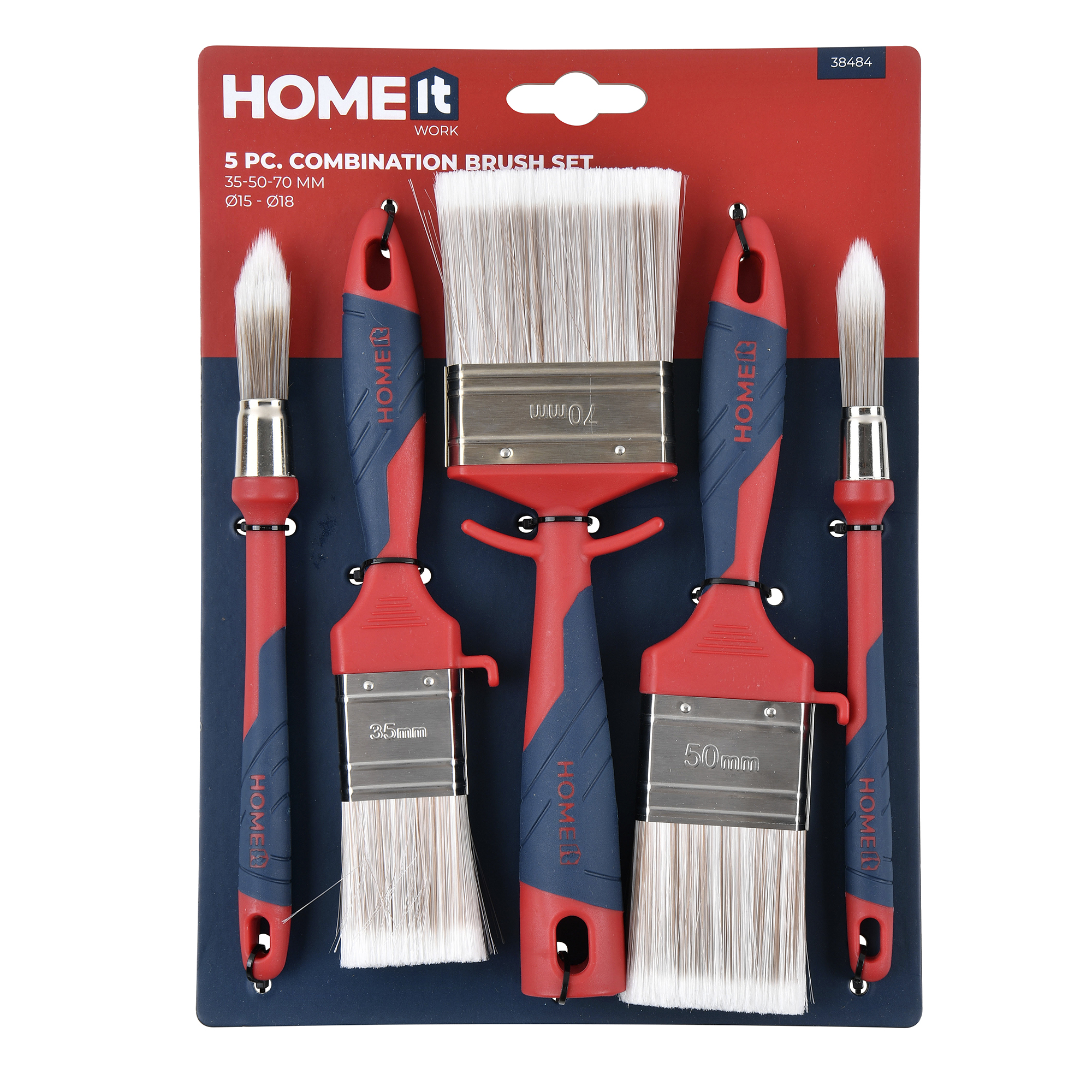 Pensel Home It Set Med 2 Runda Ø 15/18 mm och 3 Platta 35/50/70 mm