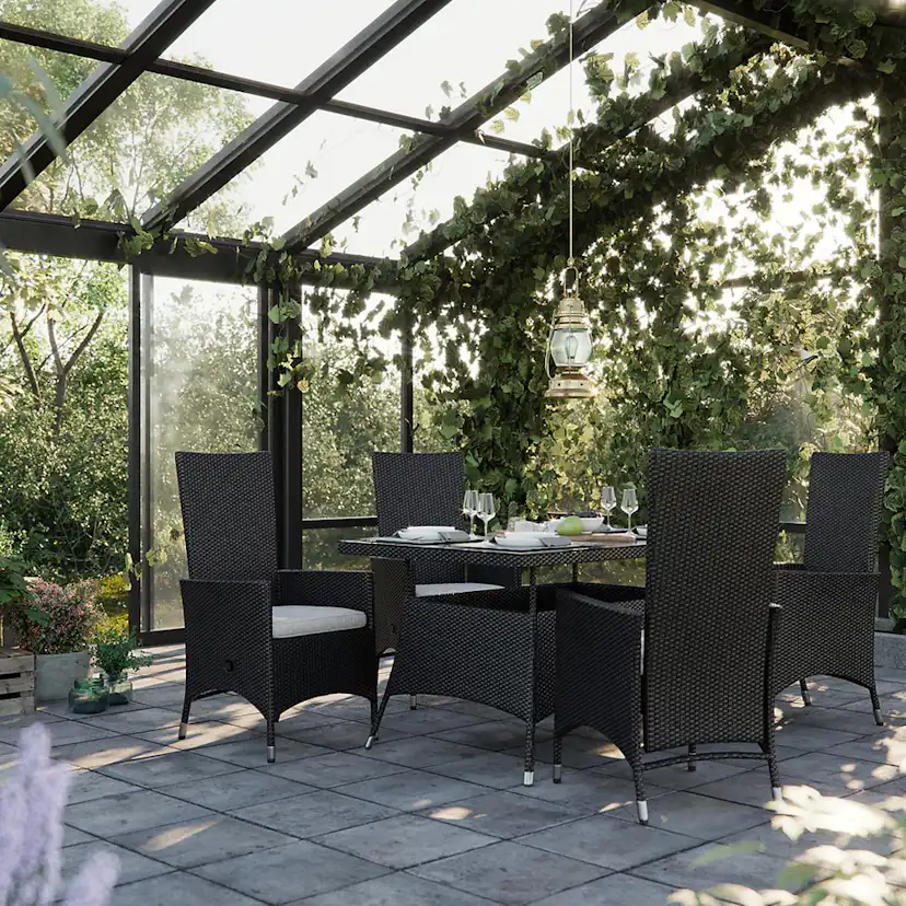 Matgrupp Comfort Garden Thor 140 med 6 Jenny Ställbara Fåtöljer