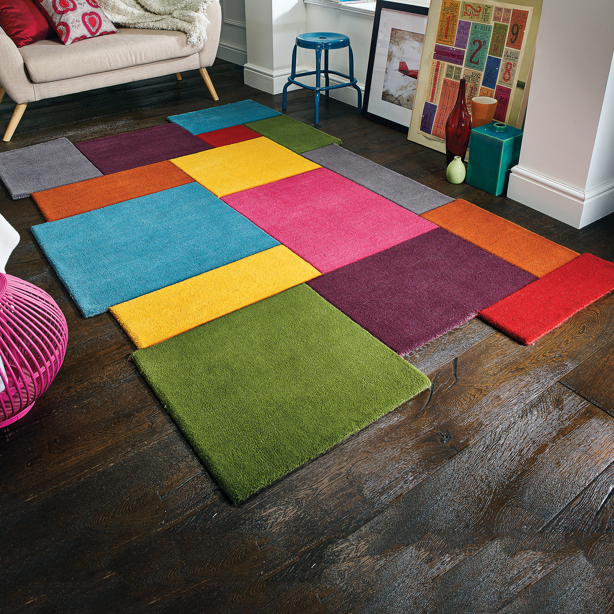 Patchworkmatta Flair Rugs Collage Flerfärgad Ull