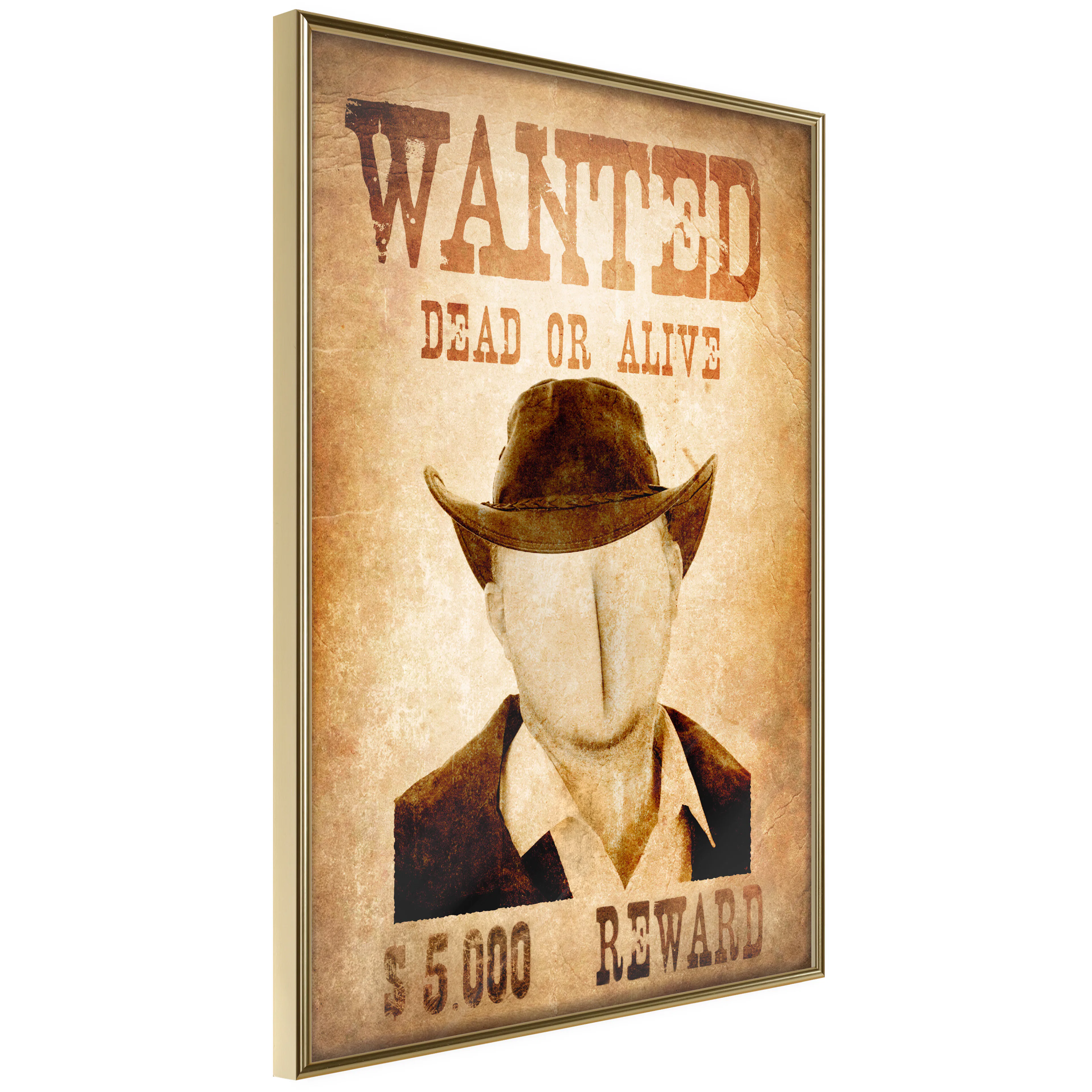 Affisch - Wanted [Poster] 30x45 Guld ram, 30x45 cm