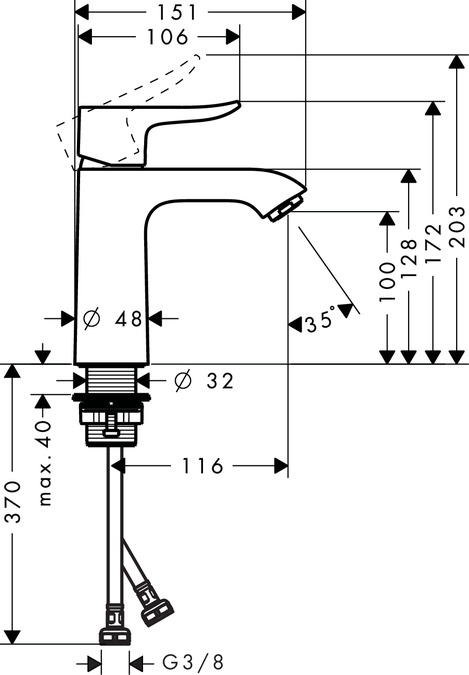 Tvättställsblandare Hansgrohe Metris 110