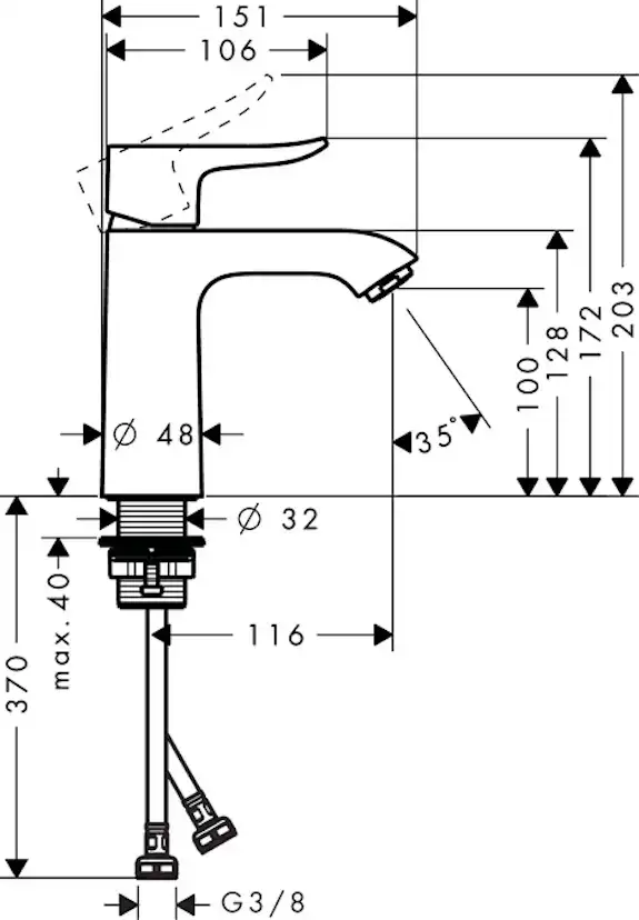 Tvättställsblandare Hansgrohe Metris 110