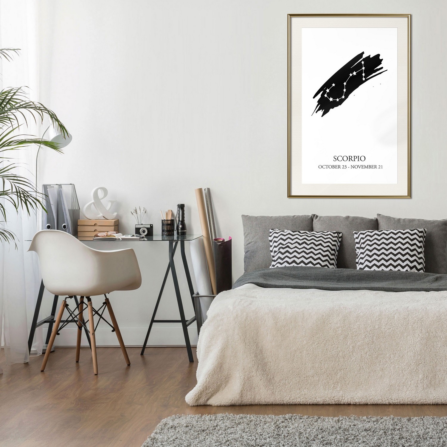 Affisch - Zodiac Signs: Scorpio [Poster] 30x45 Guld ram med passepartout, 30x45 cm