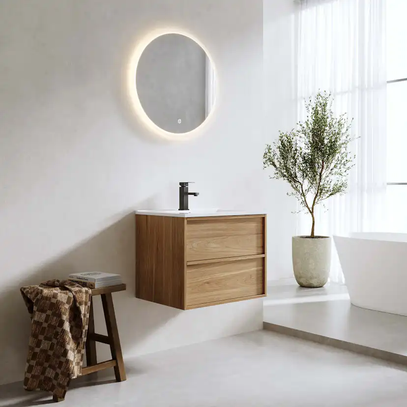Tvättställsskåp Bathlife Charm med Tvättställ och Spegel Skina