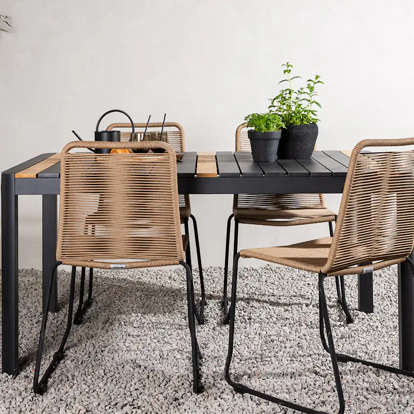 Togo - Dining Table- Black / Teak - Allu / Teak - 150*100 _1 Svart, Natur
