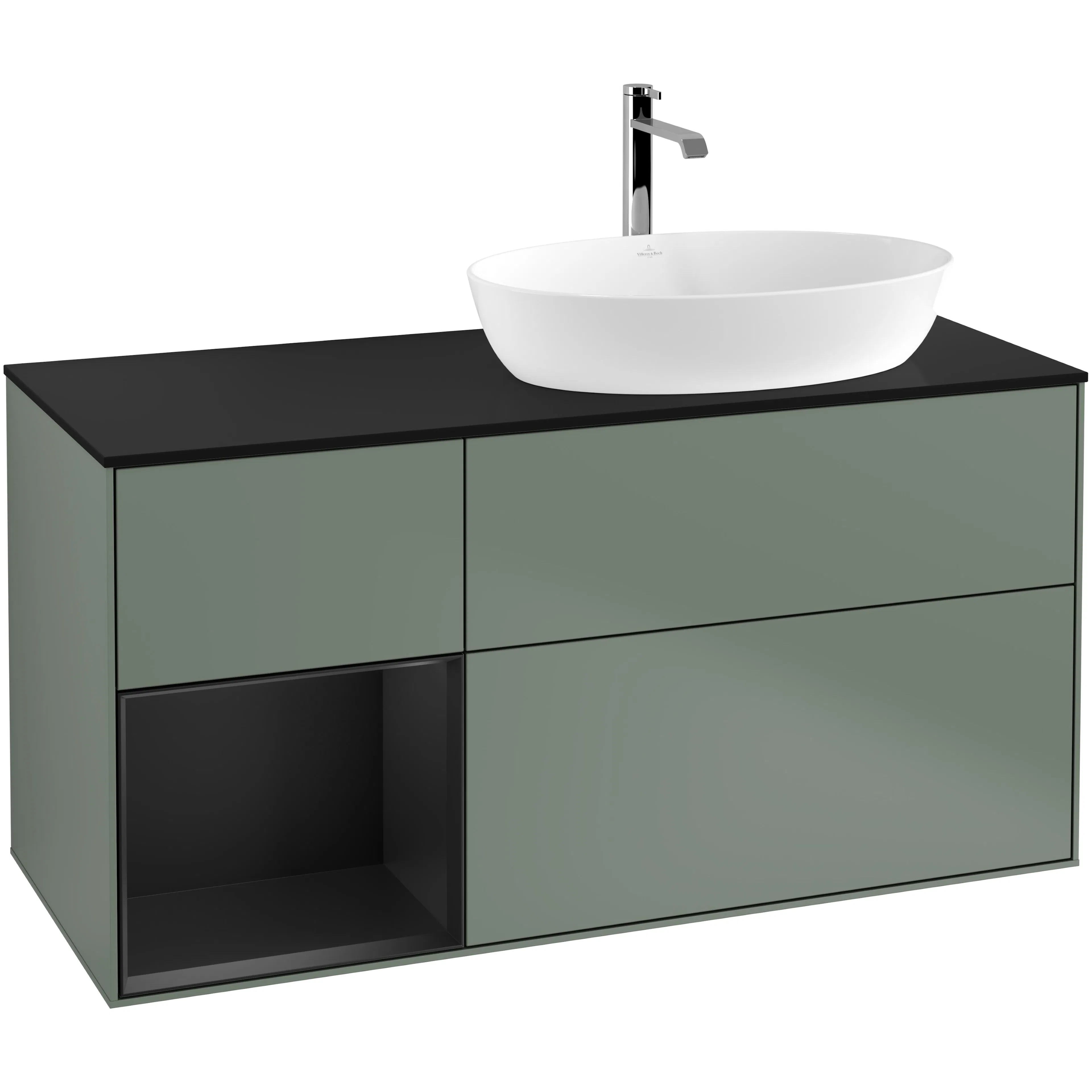 Tvättställsskåp Villeroy & Boch Finion med 3 Lådor Hylla och Bänkskiva för Ocentrerat Tvättställ från Artis & Collaro