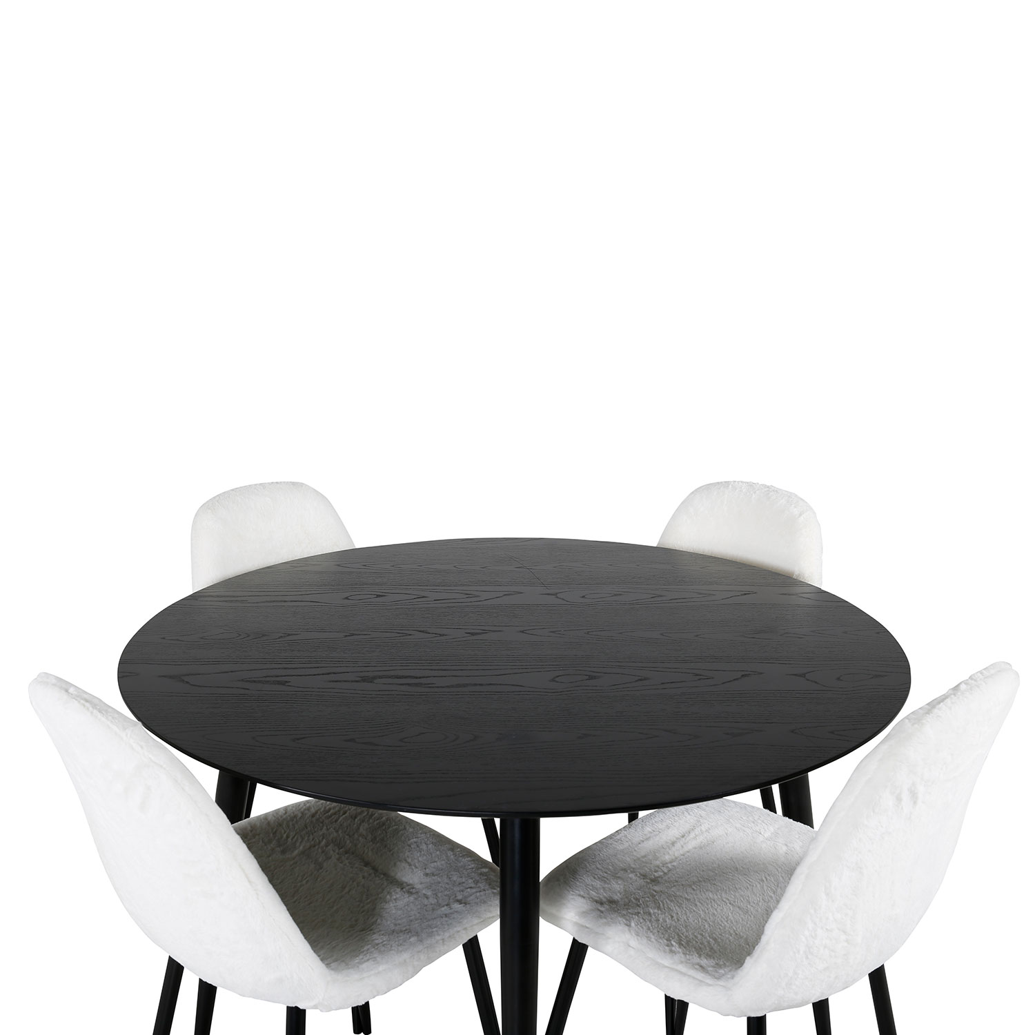 Dipp Dining Table - 115cm - Black Veneer / All black legs , Svart/Vit