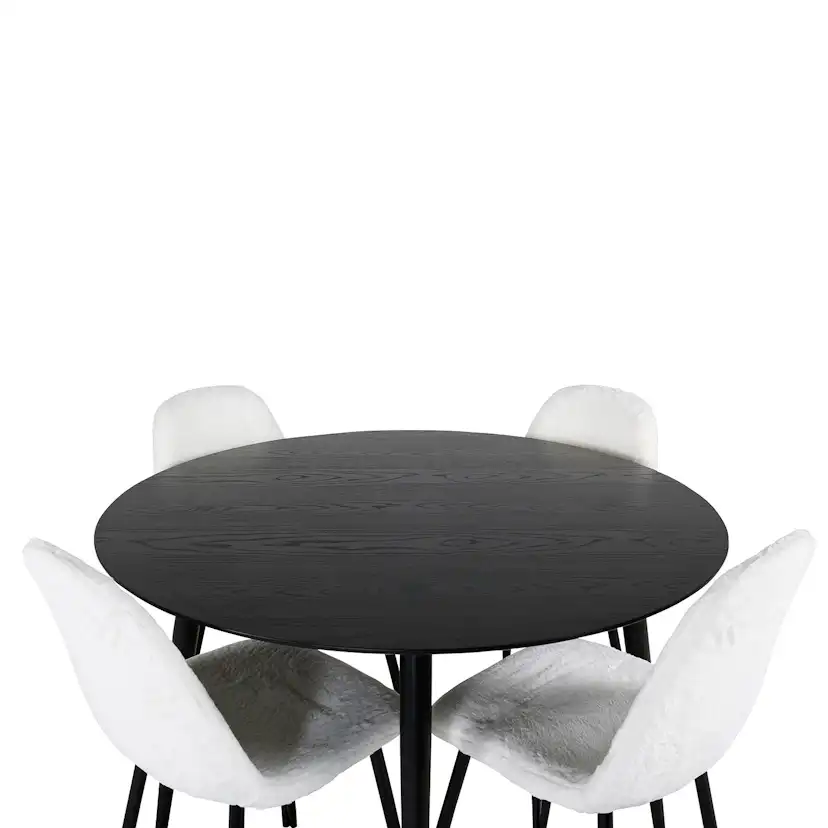Dipp Dining Table - 115cm - Black Veneer / All black legs , Svart/Vit