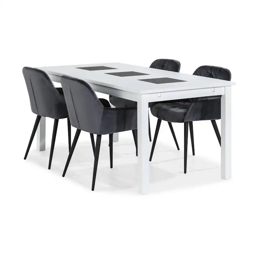 Matgrupp Basic Home Jasmin Rektangulärt Matbord 180-270 cm Förlängningsbart med 6 Giovanni Matstol
