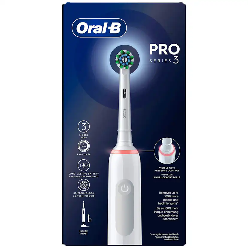 Eltandborste Pro3 White + Extra Refill Vit