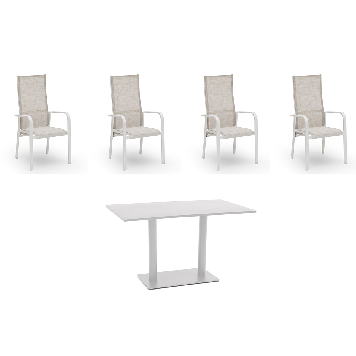 Caféset Hillerstorp Hånger 4st Stapelstolar med Näsby Cafébord 70x120cm