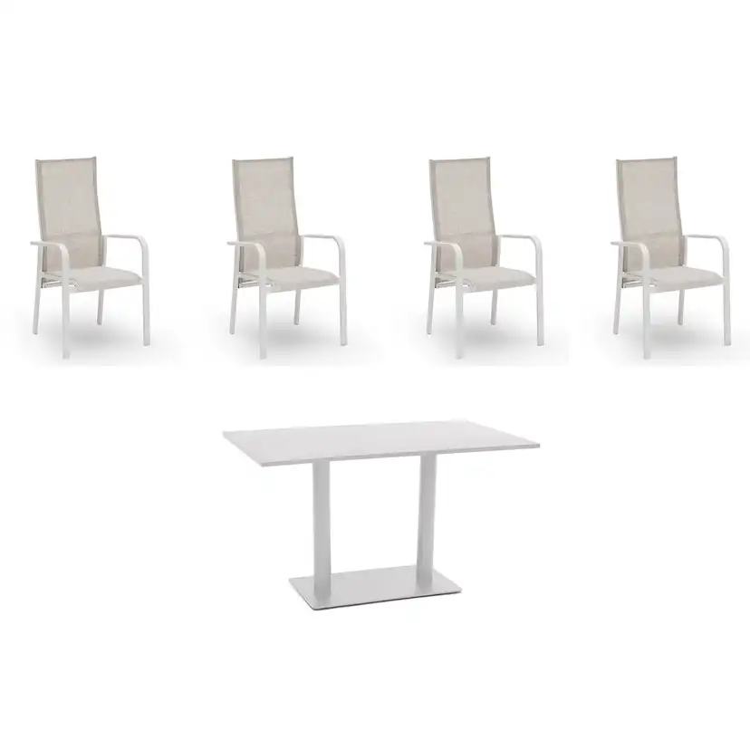 Caféset Hillerstorp Hånger 4st Stapelstolar med Näsby Cafébord 70x120cm
