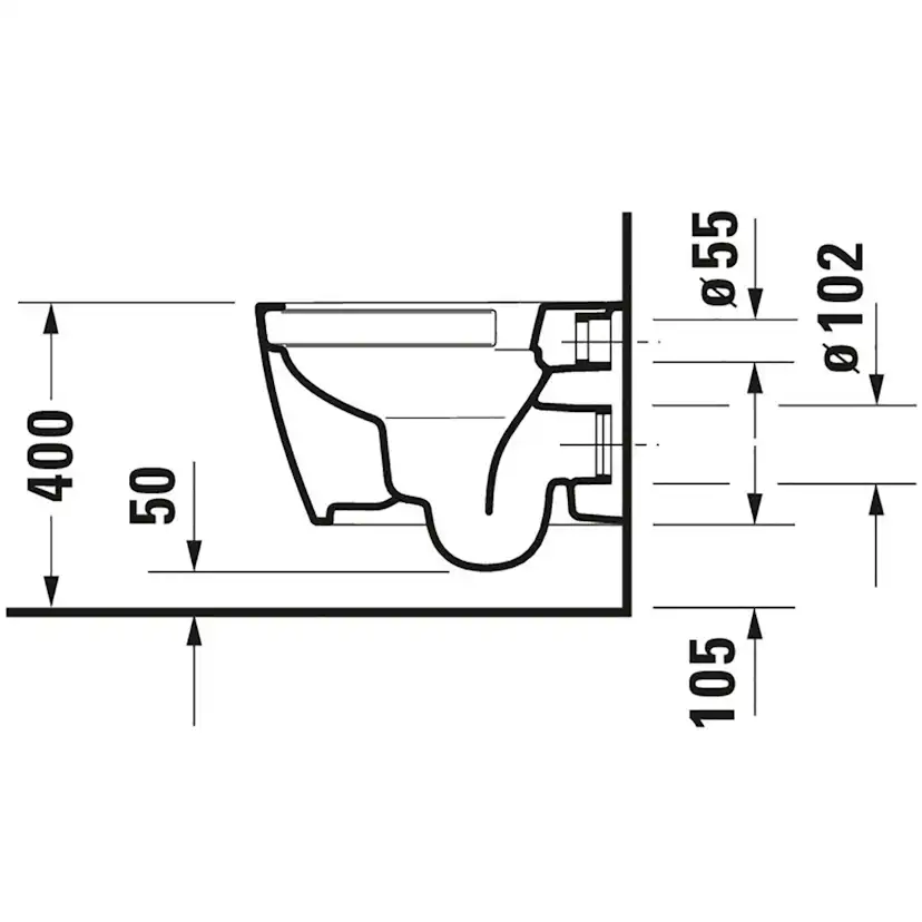 Vägghängd Toalettstol Duravit ME by Starck Rimless 253009 inkl Toalettsits