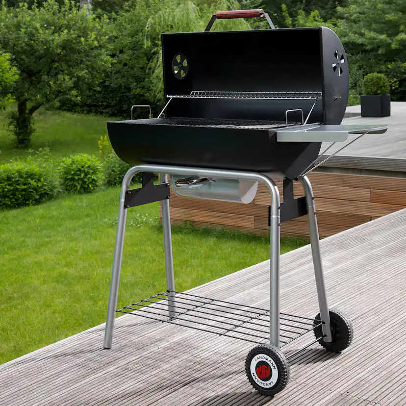 Kolgrill Landmann Black Taurus 660 Grilltunna med Justerbart Galler & Avtagbart Sidobord