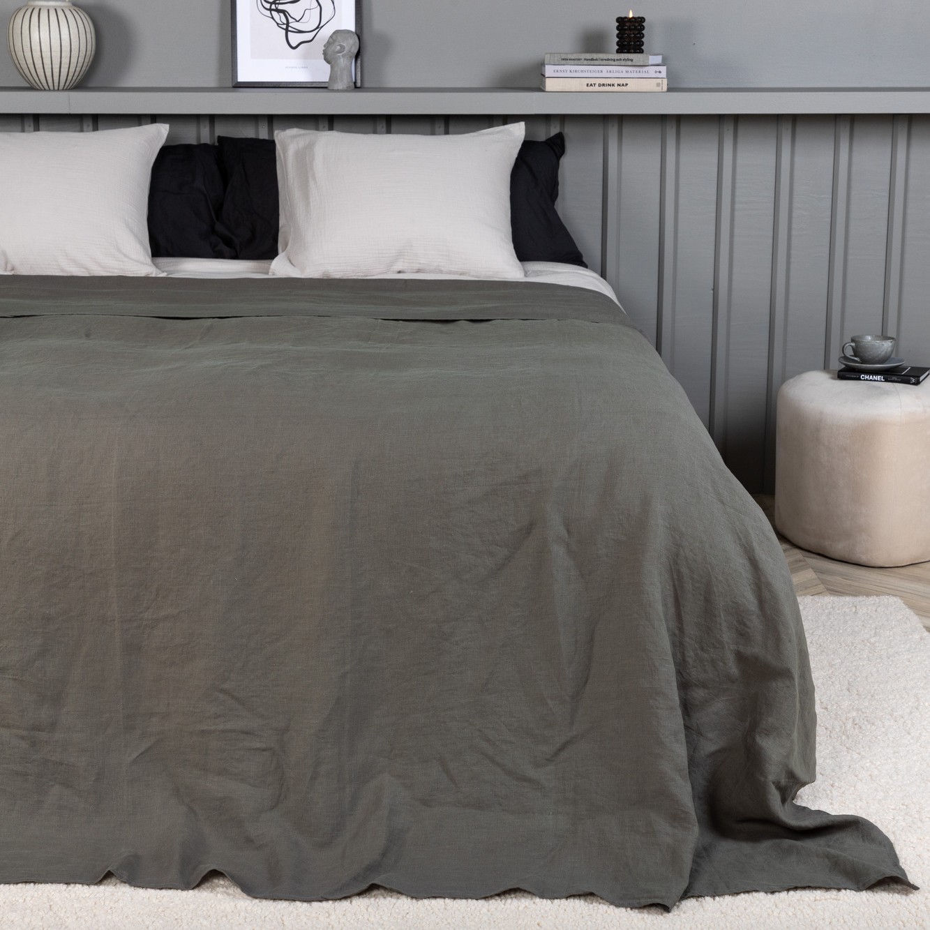 Milo Bedspread Linen - Light grey / - 150*250 Ljusgrå, Mått: 250x150 cm