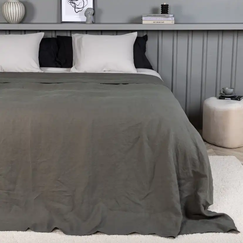 Milo Bedspread Linen - Light grey / - 150*250 Ljusgrå, Mått: 250x150 cm