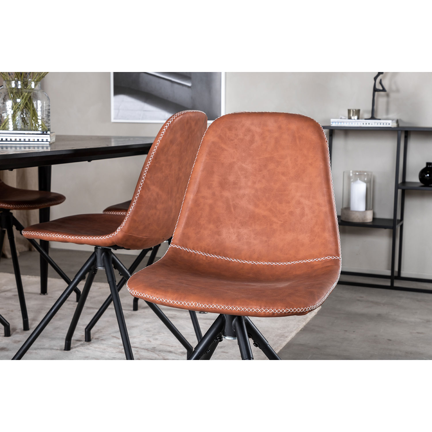 Matgrupp Venture Home Dipp Fyrkantigt Matbord 180 cm & 6 Polar Spin Stolar