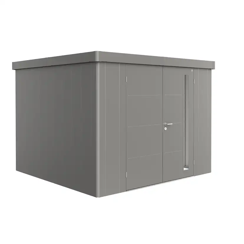 Trägård skjul Neo 3C med Dubbeldörr, metallic kvarts-grå Kvartsgrå