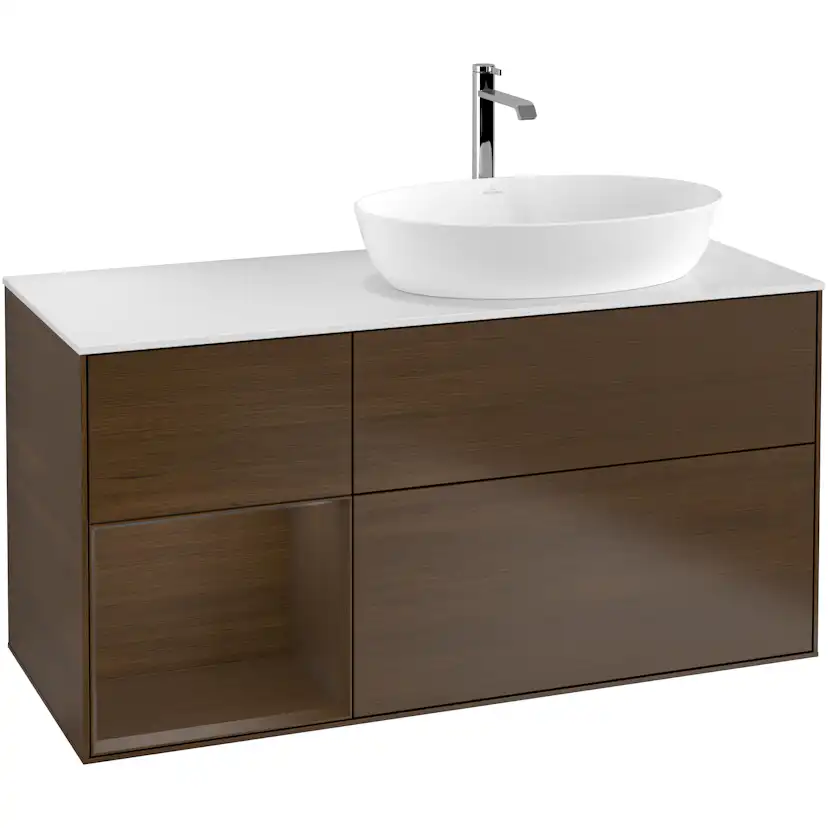 Tvättställsskåp Villeroy & Boch Finion med 3 Lådor Hylla och Bänkskiva för Ocentrerat Tvättställ från Artis & Collaro
