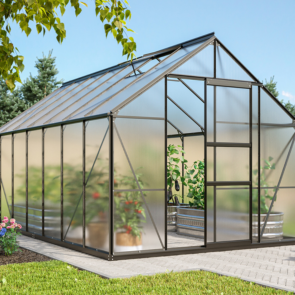Växthus Vitavia Merkur 11500 6mm Polykarbonat Svart Med Sockel