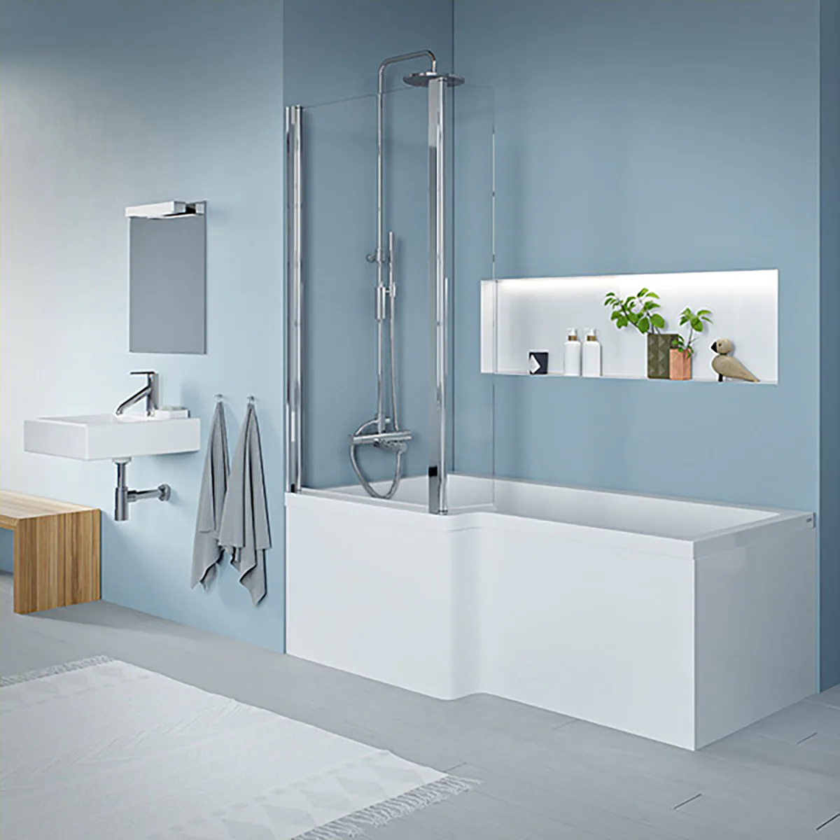 Quantum Showerbath 1700x700/850mm akryl Standard, Vänster