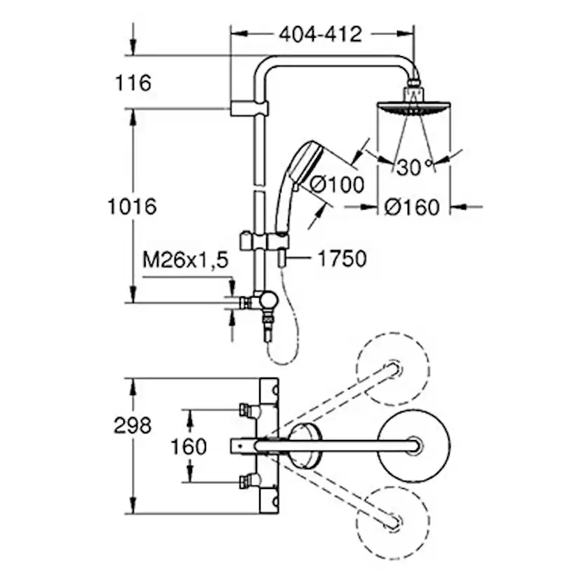 Takduschset Grohe New Tempesta Cosmopolitan 160 160 cc