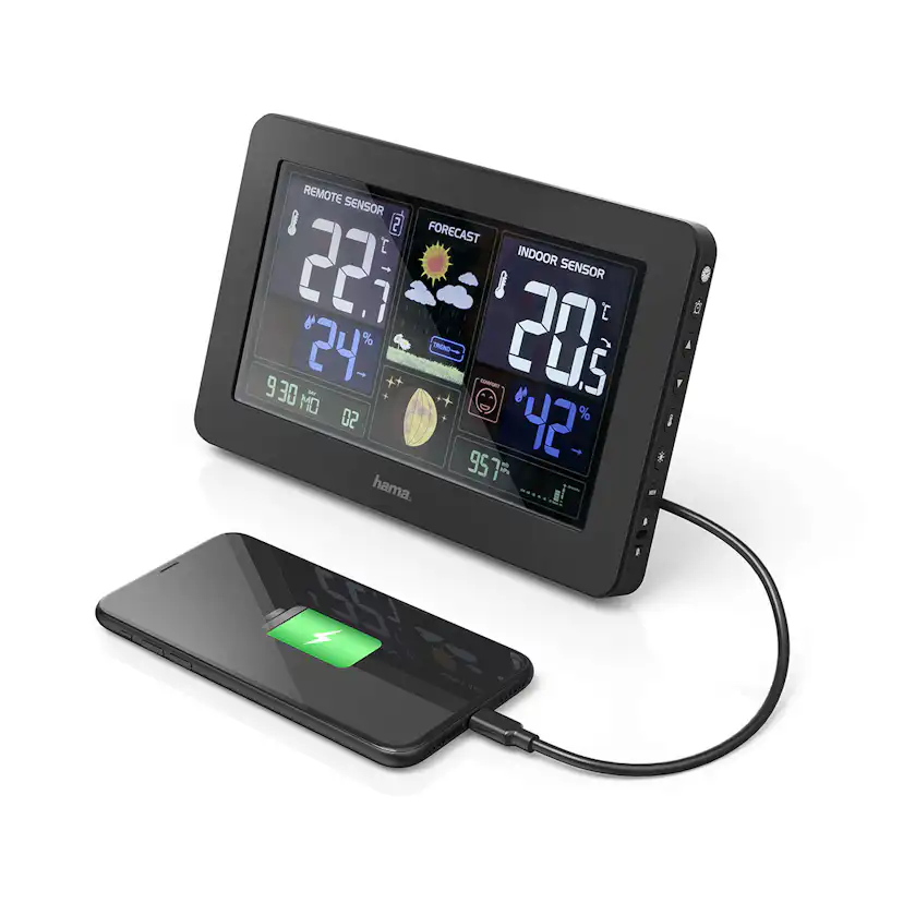 Väderstation Hama Premium Trådlös Termometer med WiFi & Multigivare Svart