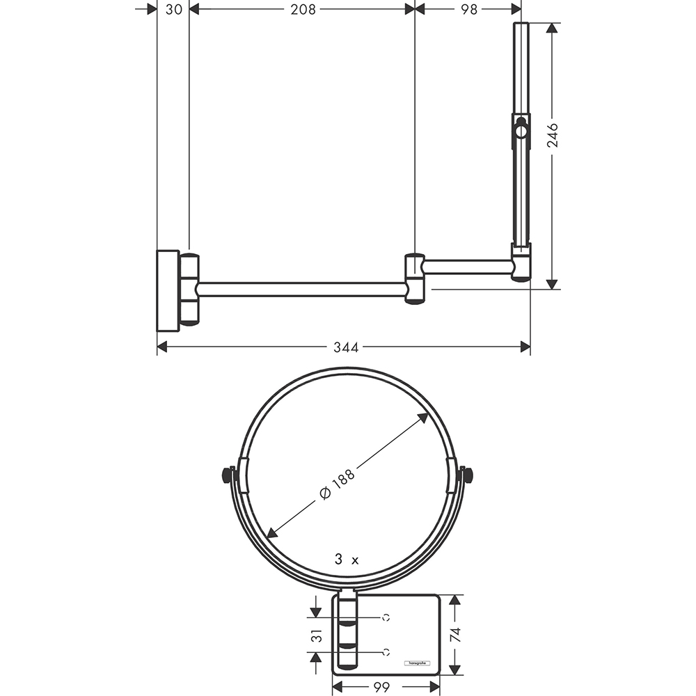 Rakspegel Hansgrohe AddStoris