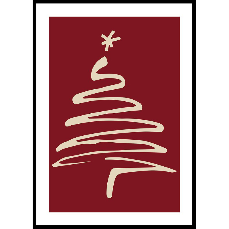Poster Gallerix Christmas Tree Line Art R&W