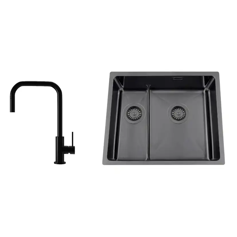 Diskho Nordic Tech Titan 53 KHX Nickel med Köksblandare Steel Accent Square Shadow