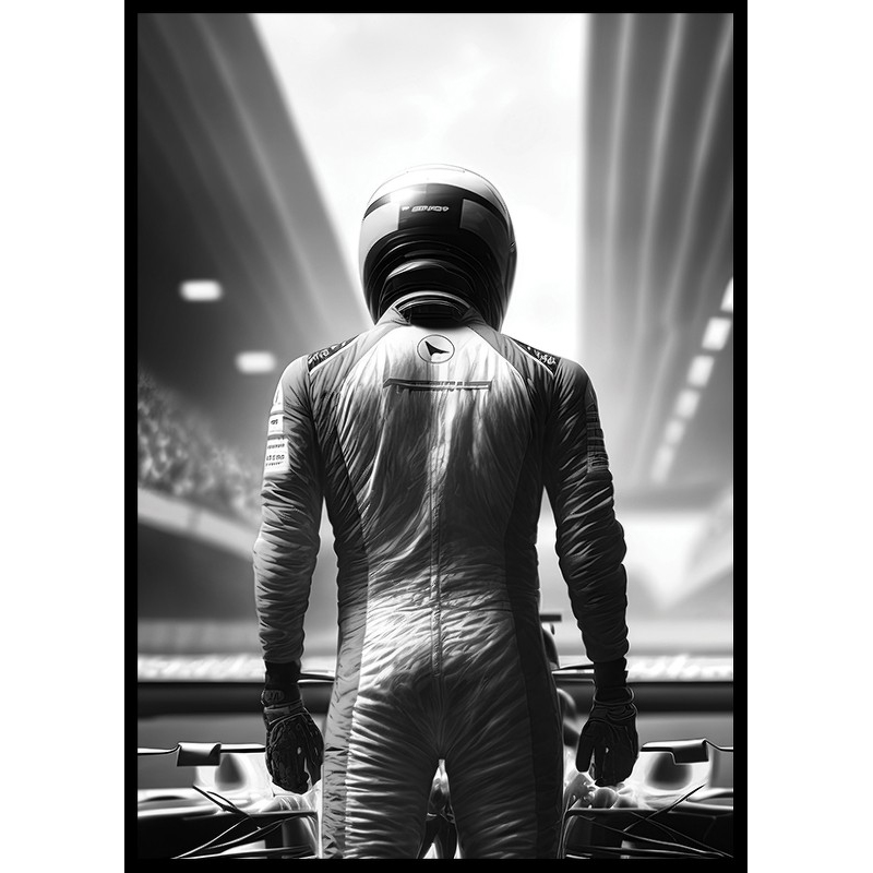 Poster Gallerix Race Car Driver B&W